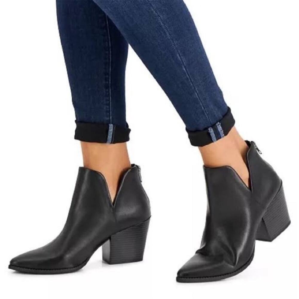SUN + STONE Womens Elizaa Booties Heeled Boots Black Size 11